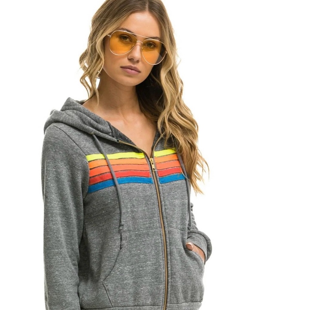 Like new AVIATOR NATION neon stripe hoodie